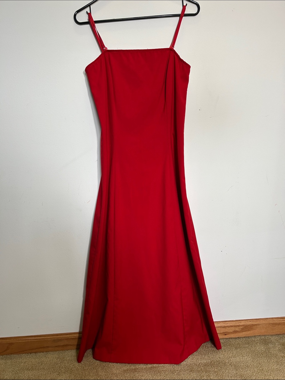 Sisley Red Maxi Slip Dress with Spaghetti Straps